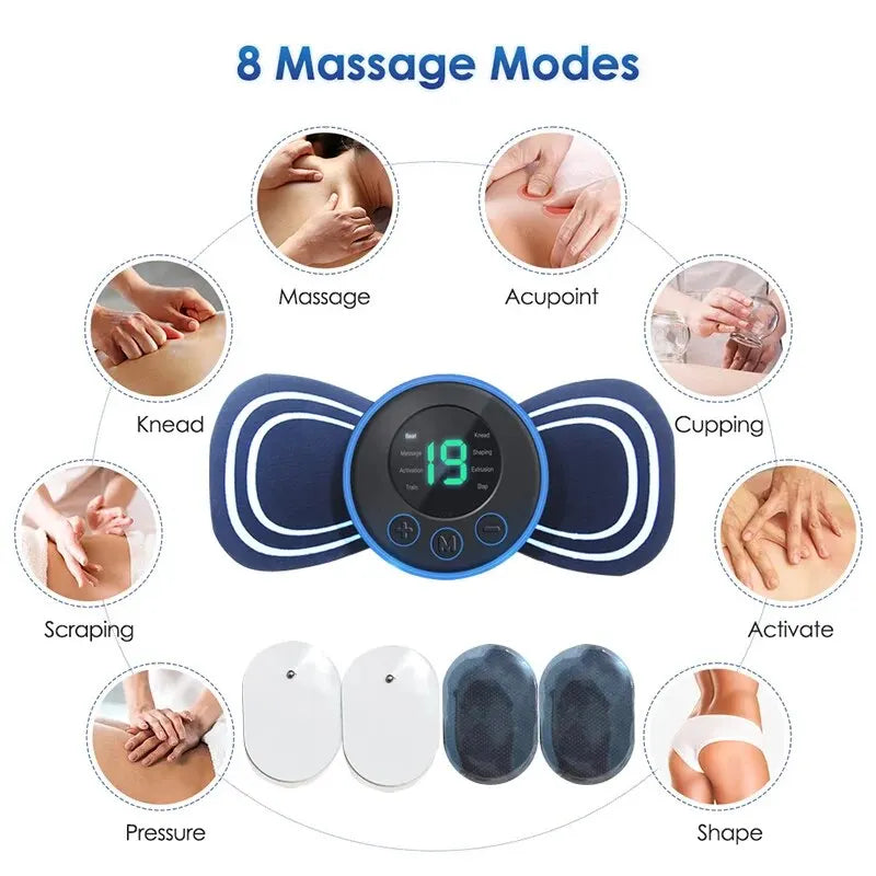 Mini Neck Massager Portable Electric Intelligent Patch for Back and Shoulder Massager With Pad and Remote