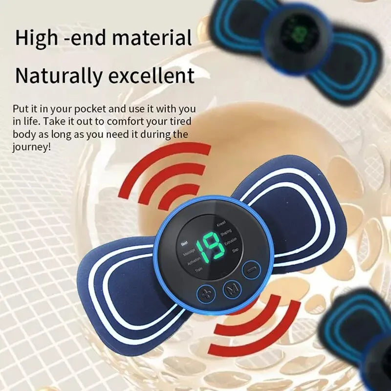 Mini Neck Massager Portable Electric Intelligent Patch for Back and Shoulder Massager With Pad and Remote