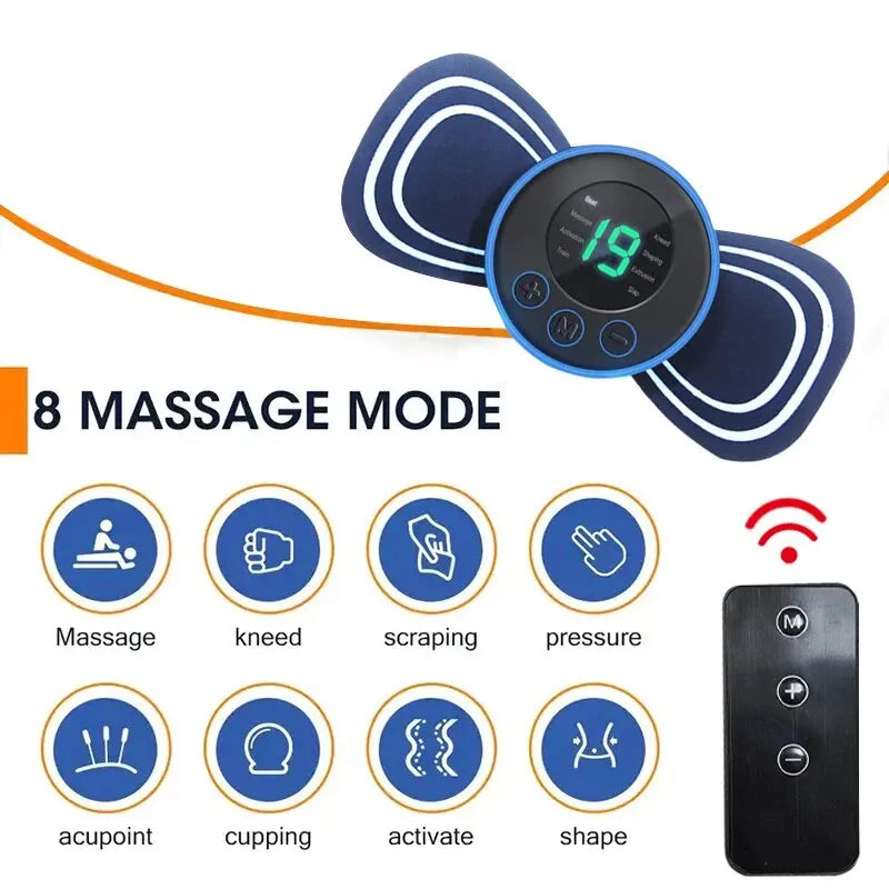 Mini Neck Massager Portable Electric Intelligent Patch for Back and Shoulder Massager With Pad and Remote