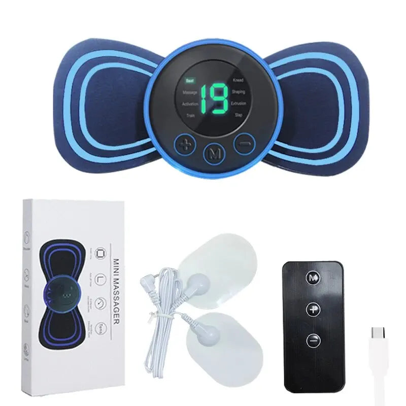 Mini Neck Massager Portable Electric Intelligent Patch for Back and Shoulder Massager With Pad and Remote